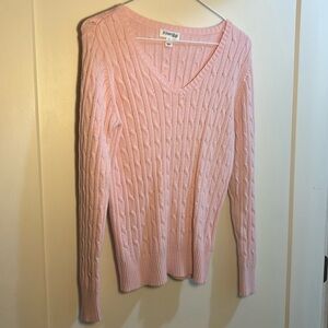 (M) pink cable knit sweater
